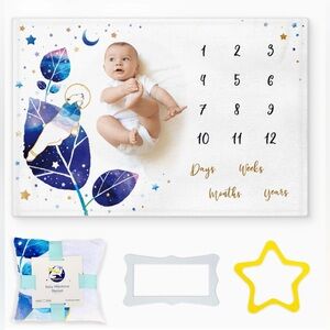 Baby Milestone Blanket with Star and Grey Frame